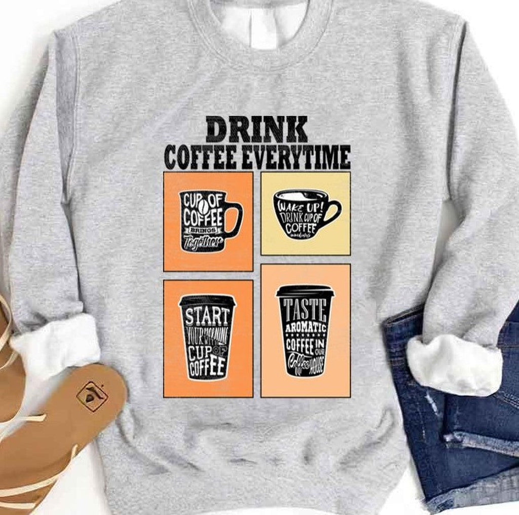 Quotes For Coffee Addict Drink Coffee Everytime I'm Thinking Of Funny Unisex Sweatshirt