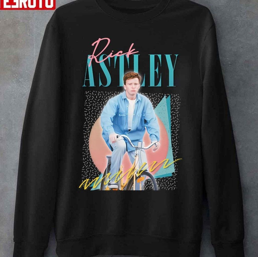 80s Vibin' Cyclin' Aesthetic Rick Astley Unisex T-Shirt