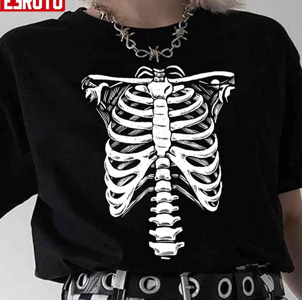 Skeleton Rib Cage Jumbo Print Novelty Halloween Unisex T-Shirt