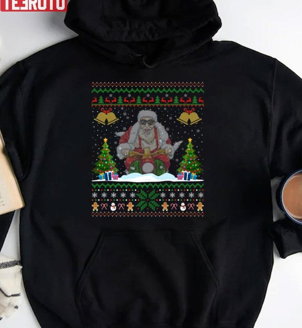 Santa On Motorcycle Christmas Unisex Sweatshirt