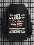 Men's American Flag Print Drawstring Hoodie, Casual Regular Fit Sweatshirt for Spring & Fall, Daily Wear Fashion for MenÂ 