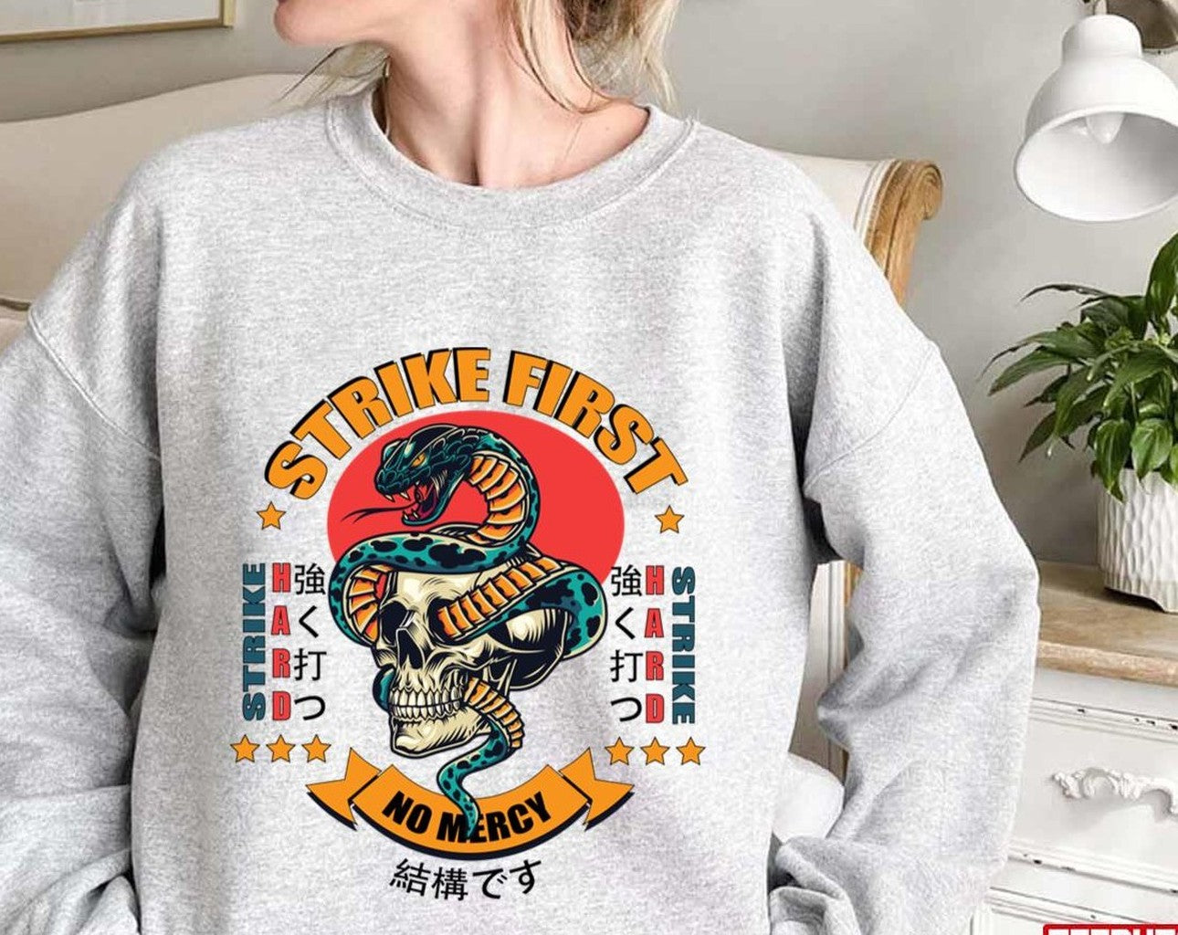 Oldschool Cobra Kai Strike First Japanese Art Unisex Sweatshirt