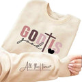 God is Good All The Time Cross & Heart Drop Shoulder Round Neck Sweatshirt, Christian Girl, Jesus Apparel