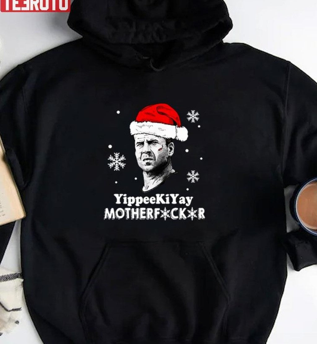 Snowflake Santa Bruce Willis Yippee Ki Yay Motherfucker Christmas Unisex Sweatshirt