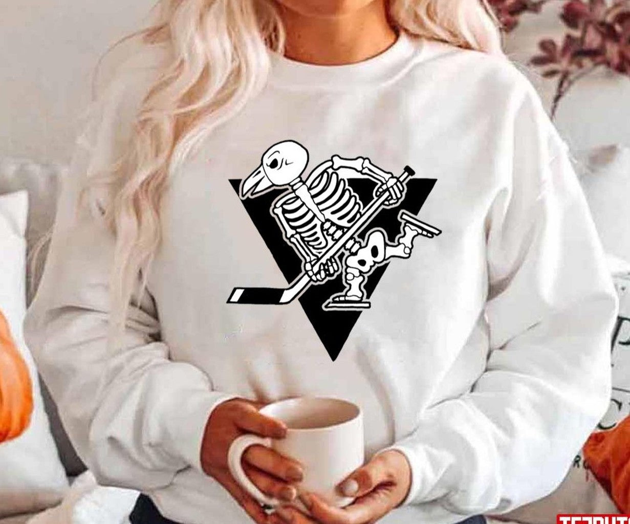 Pittsburgh Penguins Skeleton Logo Ice Hockey Unisex Hoodie