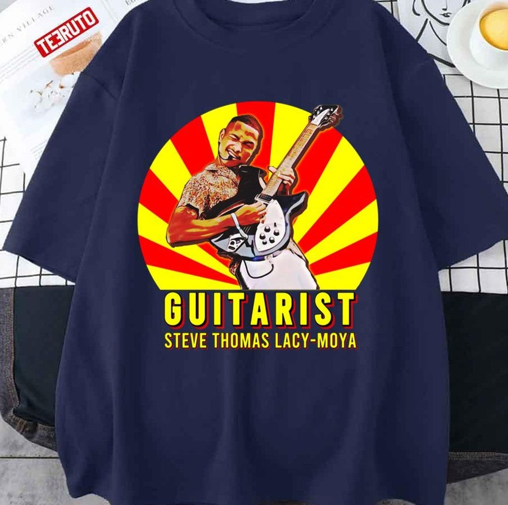 Steve Lacy Guitarist Text Retro Drawing Red Yellow Sunset Unisex T-shirt
