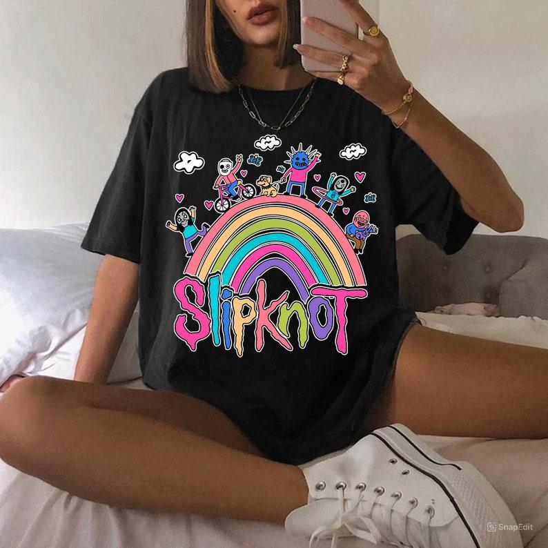 Vintage Rainbow the Slipknot Band Shirt, Slipknot 90s Records Rock Casual Cotton