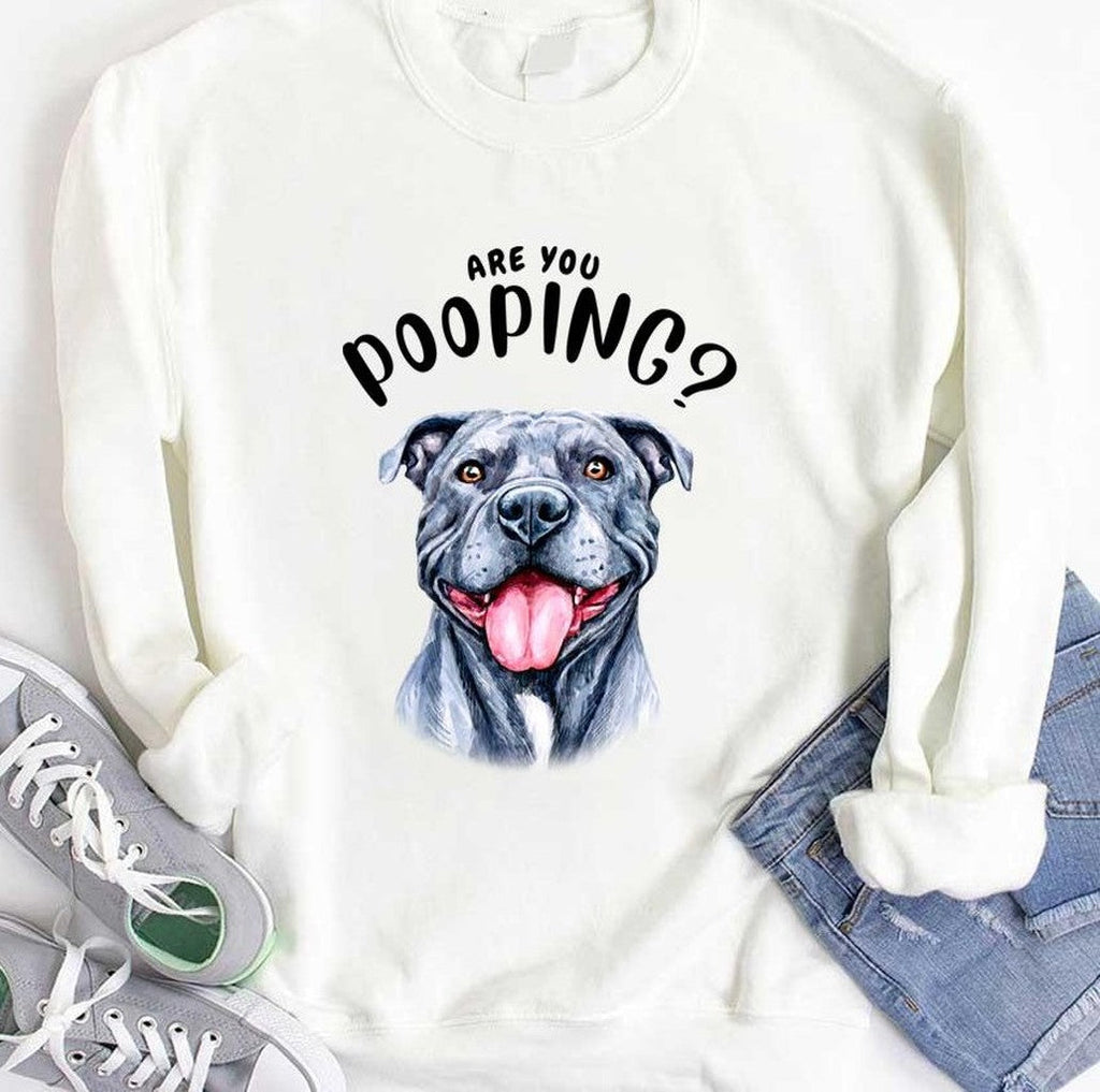 Pitbull Are You Pooping Bathroom Watercolor Unisex T-shirt