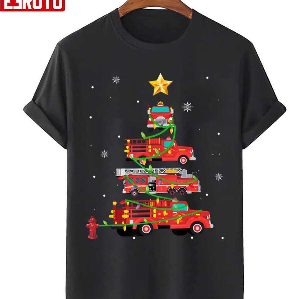 Proud To Be A Firefighter Fire Truck Christmas Tree Xmas Unisex Sweatshirt