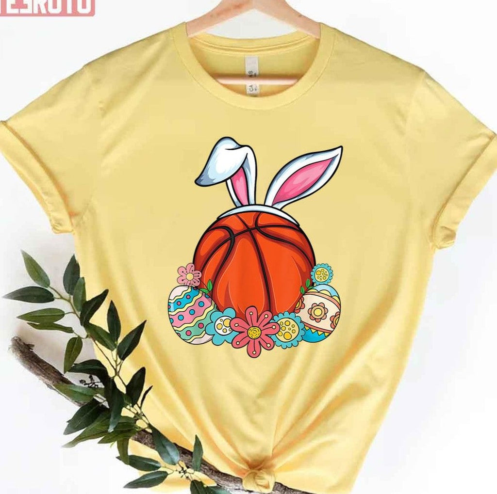 Basketball Bunny Ear Boys Teens Easter Basketball Unisex T-shirt