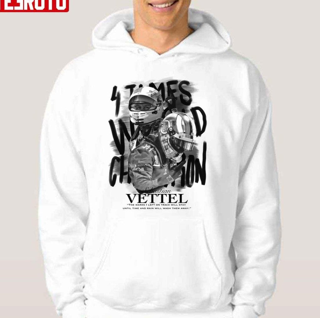 Black And White Design Sebastian Vettel F1 Racing Unisex Hoodie