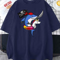 Shark Pirate Riding Unicorn Float Unisex T-Shirt
