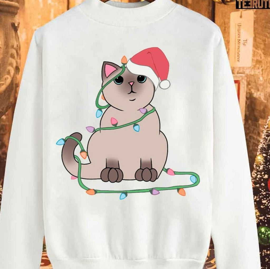 Siamese Cat Christmas Lights Unisex Sweatshirt