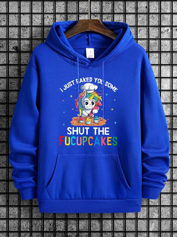 Men's Cartoon Print Drop Shoulder Hoodie, Fashion Drawstring Hooded Sweatshirt for Spring & Fall, Streetwear Style in Men's ClothingÂ 