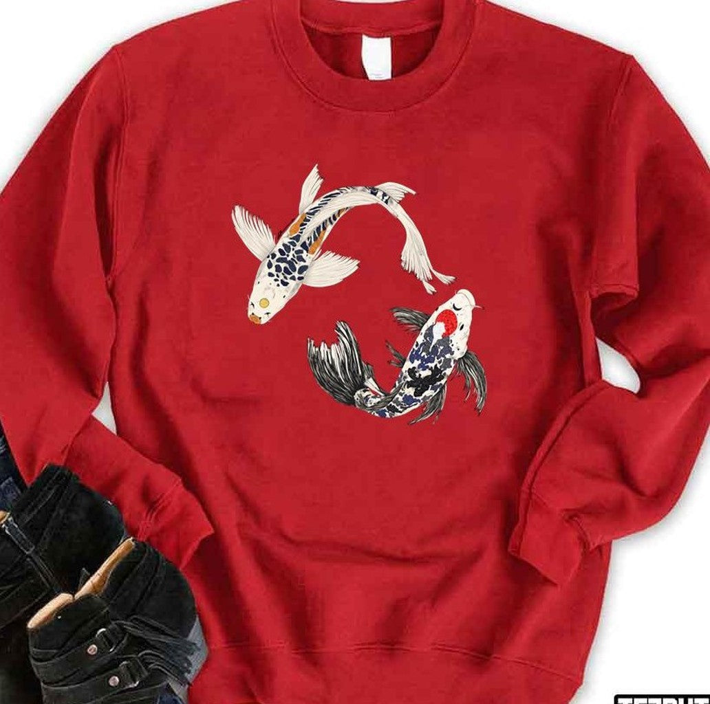 Black And White Art Koi Fish Unisex Sweatshirt