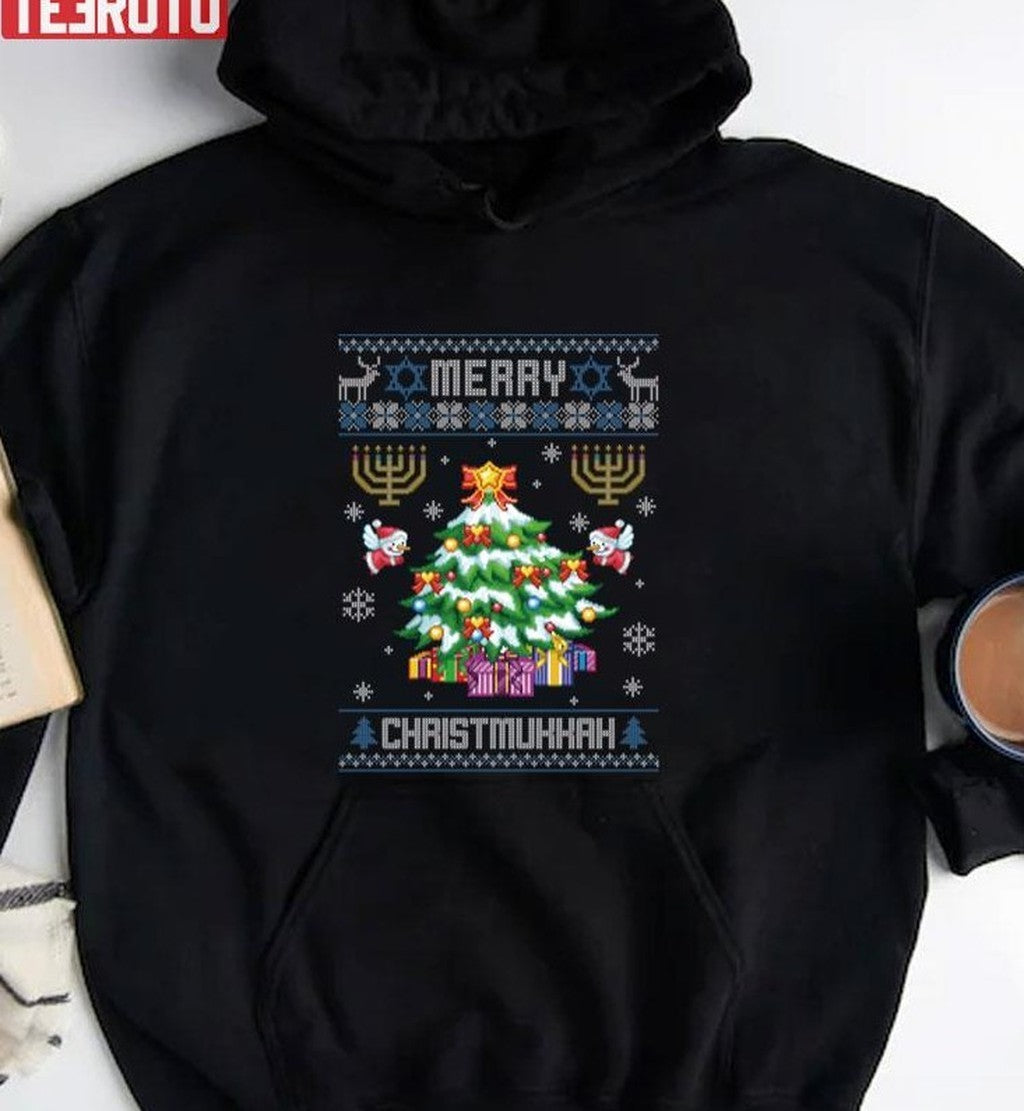 Angel Santa Merry Chrismukkah Jewish Christmas Hanukkah Chanukah Unisex Sweatshirt