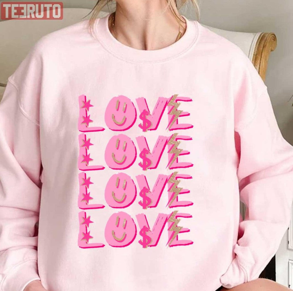 Preppy Love Pink And Gold Unisex T-Shirt