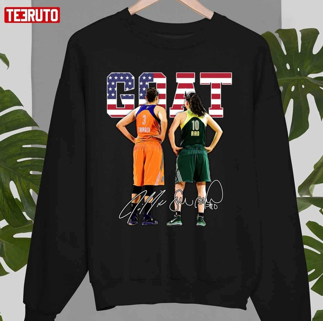 Sue Bird Diana Taurasi Goat Usa Legend Basketball 3000 Assists Signature Vintage Retro Unisex T-shirt