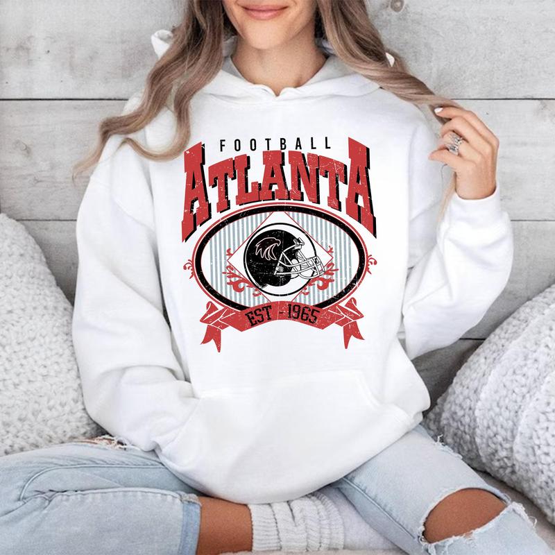 Vintage Atlanta Football Hoodie, Classic Sports Theme, Football Hoodie Gifts for Fans, Unisex Comfort, Personal Fan T-Shirt Collection