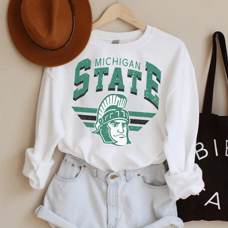 Vintage Michigan State Spartans Sweatshirt, Women's Comfort Wear, Classic Sport Sweatshirt, Gift for Fans, Men, Unisex Collection, Style HS0014