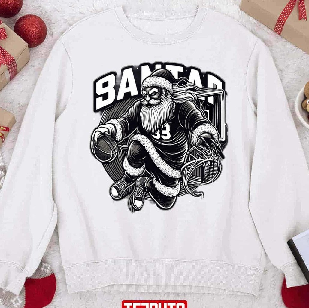 Santa Slam Dunk Merry Christmas Gift Unisex Sweatshirt