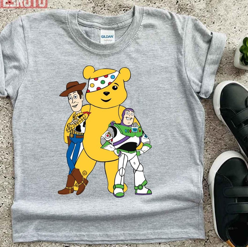 Tesco Pudsey Bear With Cartoons Unisex T-Shirt