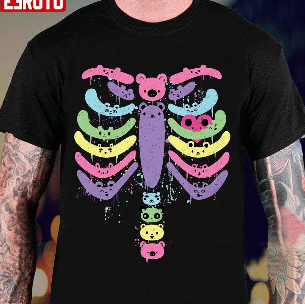 Bear Bones Kawaii Drip Fitted Halloween Unisex T-Shirt