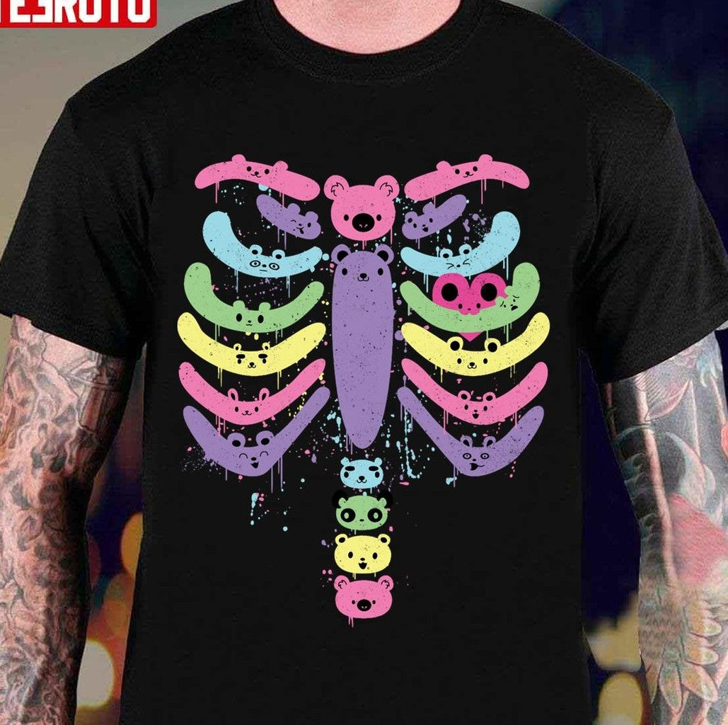 Bear Bones Kawaii Drip Fitted Halloween Unisex T-Shirt