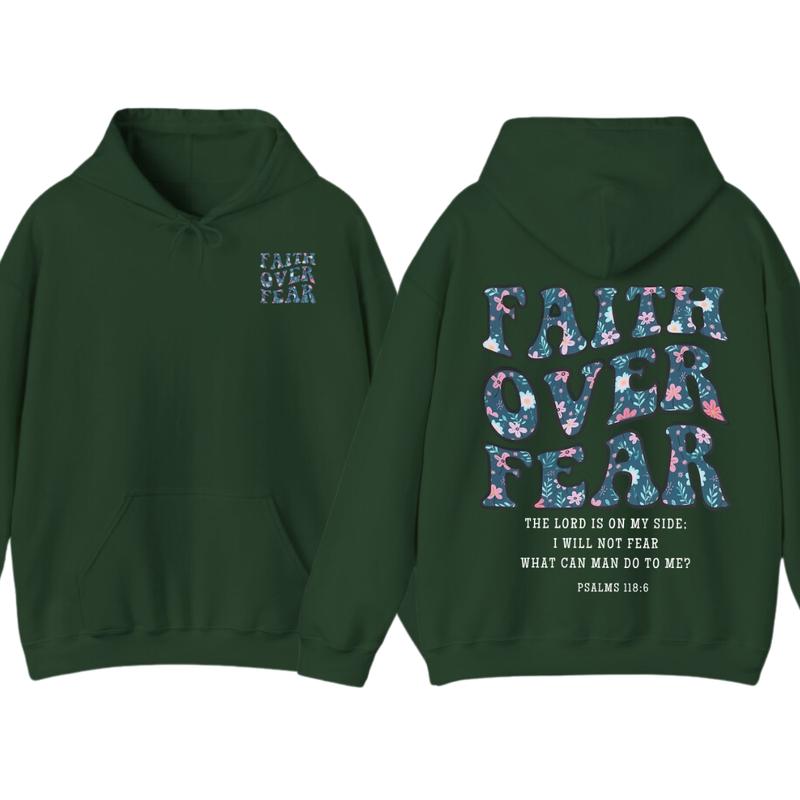 Faith Over Fear Christian Hoodie, Aesthetic Christian, Jesus Shirt, Church Hoodie,Cotton Fabic Soft Top