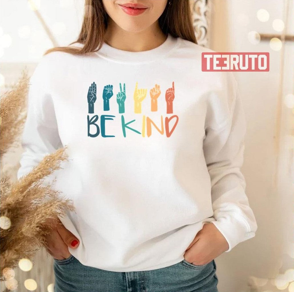 Sign Language Teachers Retro Be Kind Unisex T-Shirt