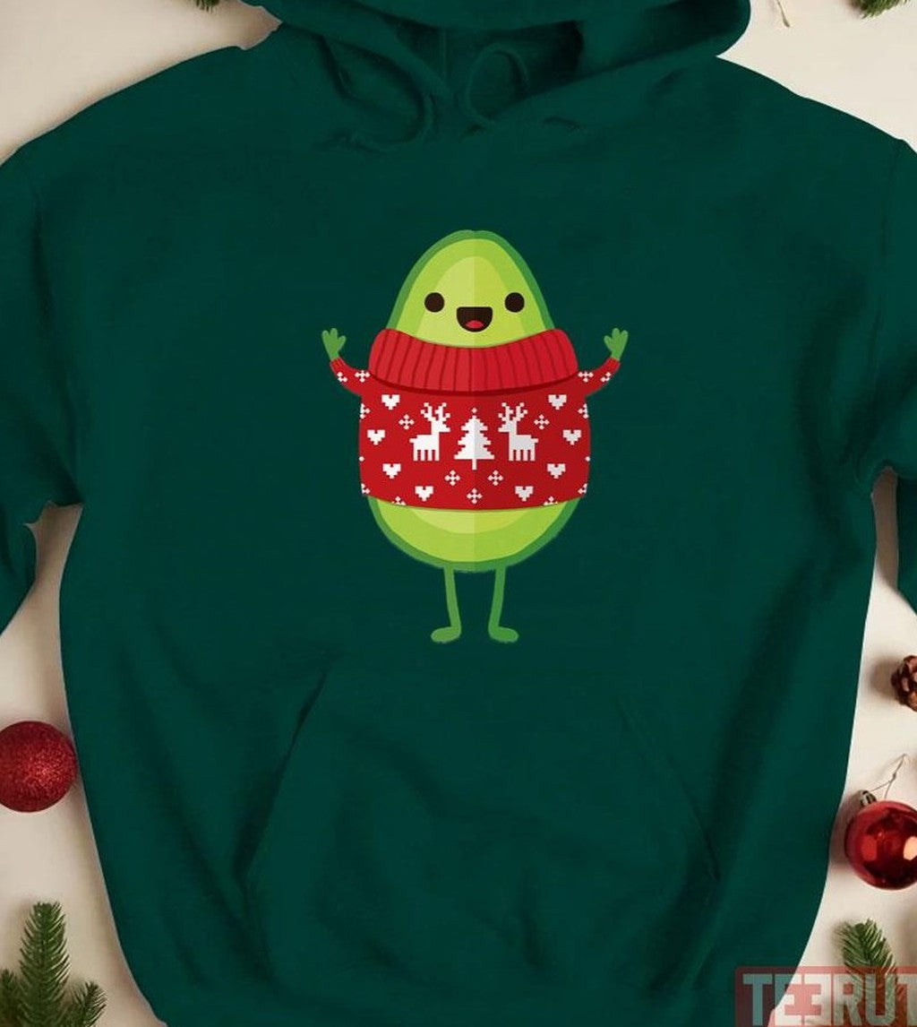 Avocado Wearing Ugly Sweater Merry Christmas Unisex T-Shirt