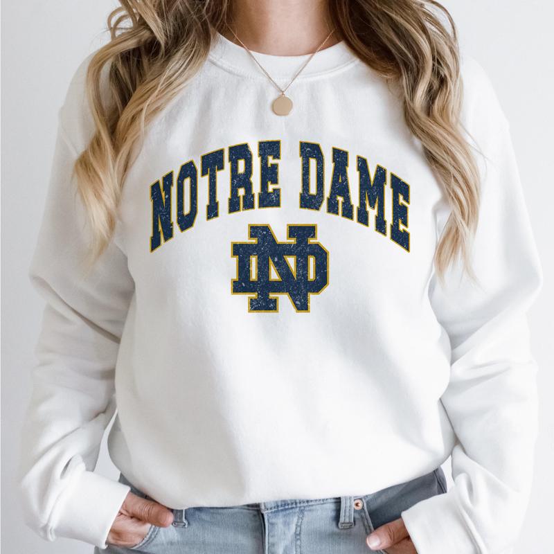 Notre Dame Fighting Irish Vintage NCAA Sweatshirt, University Sport Shirt, Gift for Men, Girls Crewneck, Cotton Sweater, Classic Comfort Style