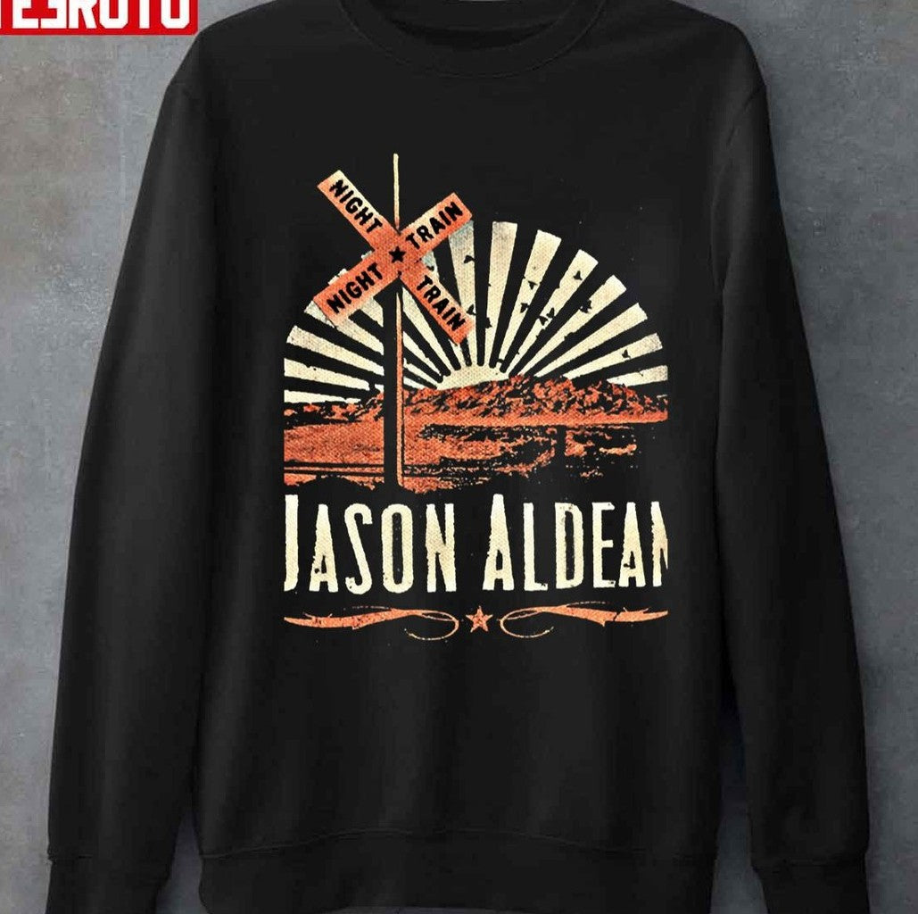 Night Train Cerita Jason Aldean Menarik Vintage Unisex T-shirt