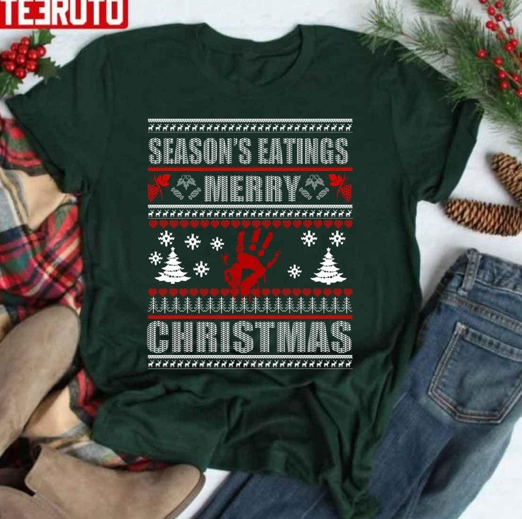 Season's Eatings Merry Christmas Zombie Funny Unisex Sweatshirt