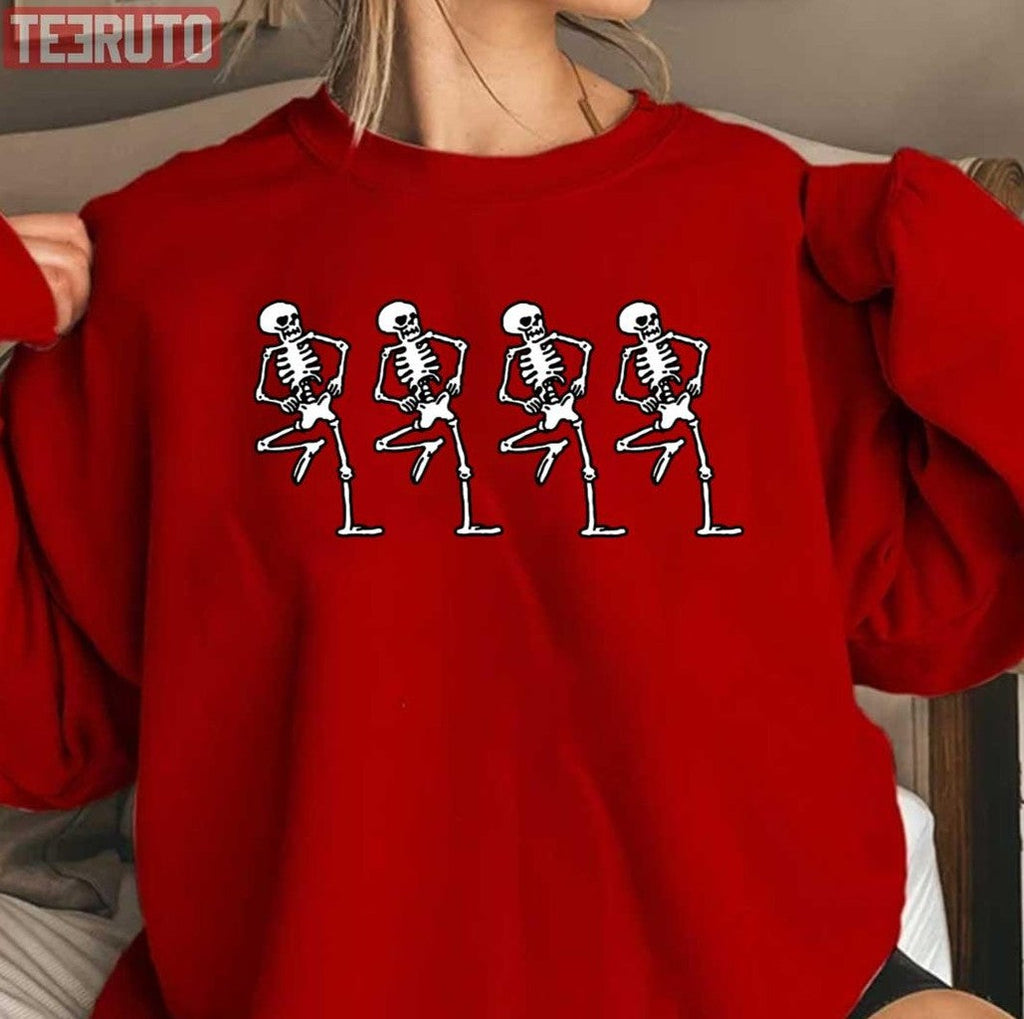 Spooky Scary Skeletons Dancing Funny Halloween Unisex Sweatshirt