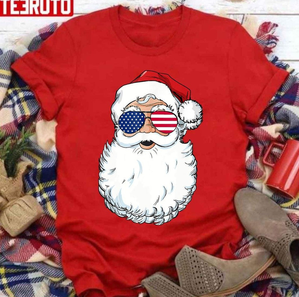 Santa Claus Patriotic Usa Sunglasses Unisex Sweatshirt