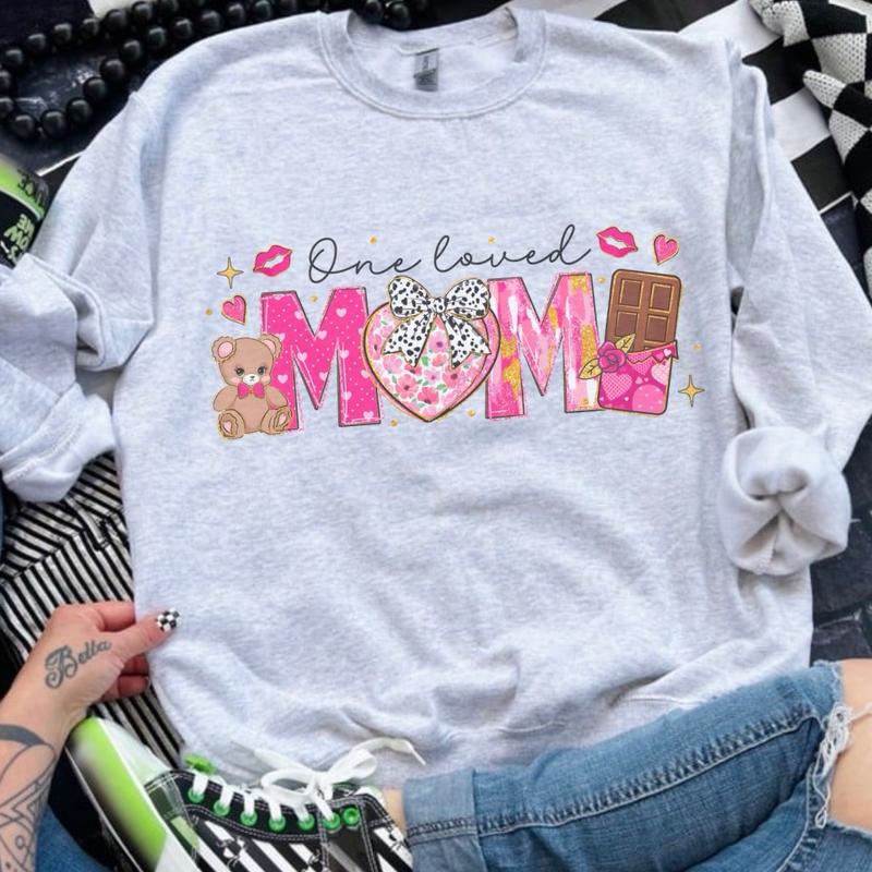 One Loved Mama Valentine Day Sweatshirt - Ash Grey - Sublimation - Unisex Jersey Sweatshirt