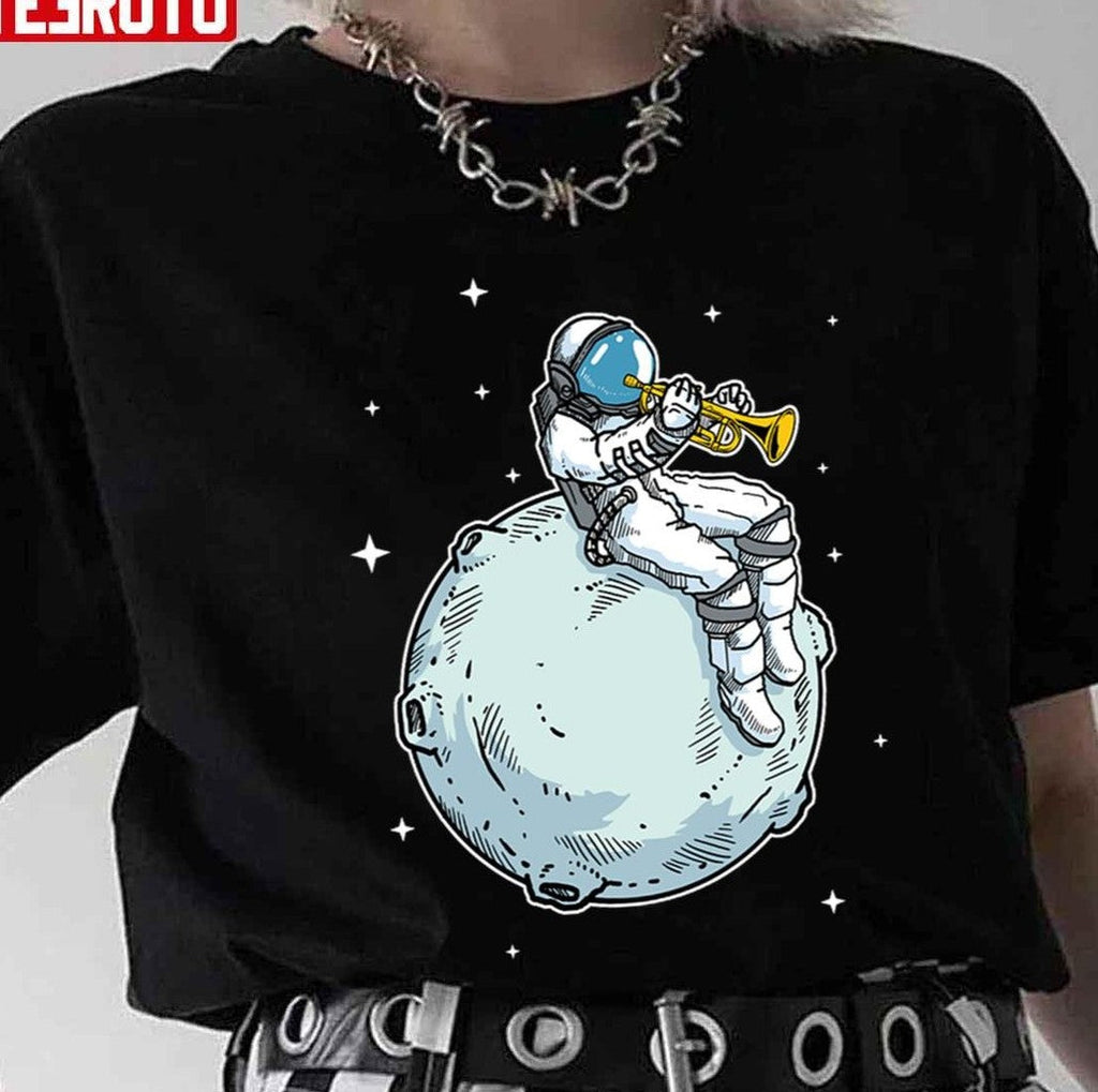 Astronaut Spielt Trompete Musik Unisex T-Shirt