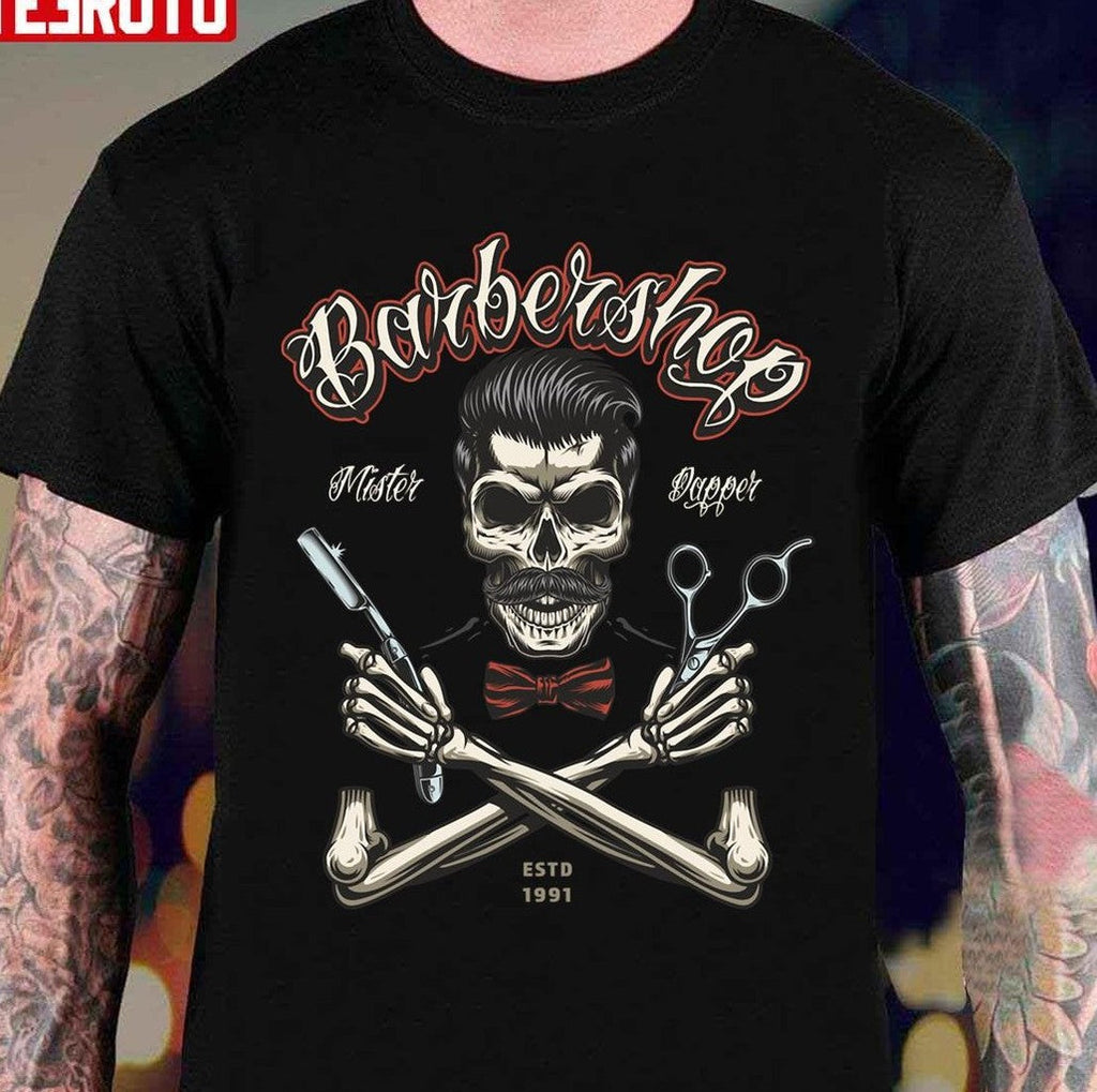 Skull Barber Shop Unisex T-Shirt