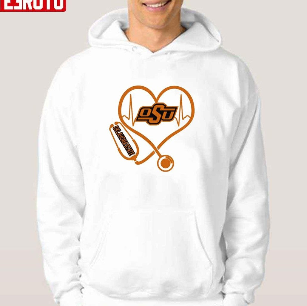 Nurse Love Oklahoma State Cowboys Heartbeat Unisex T-Shirt