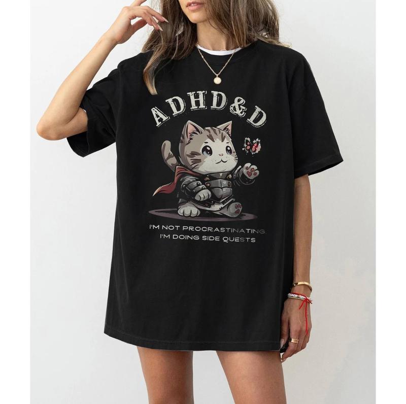 ADHD&D Shirt, Dungeons and Dragons ADHD Shirt, Cat DnD Shirt, Dungeons and Dragons Sweatshirt,Dragon Unisex Tee,Game Masters,Gamer D&D Sweatshirt