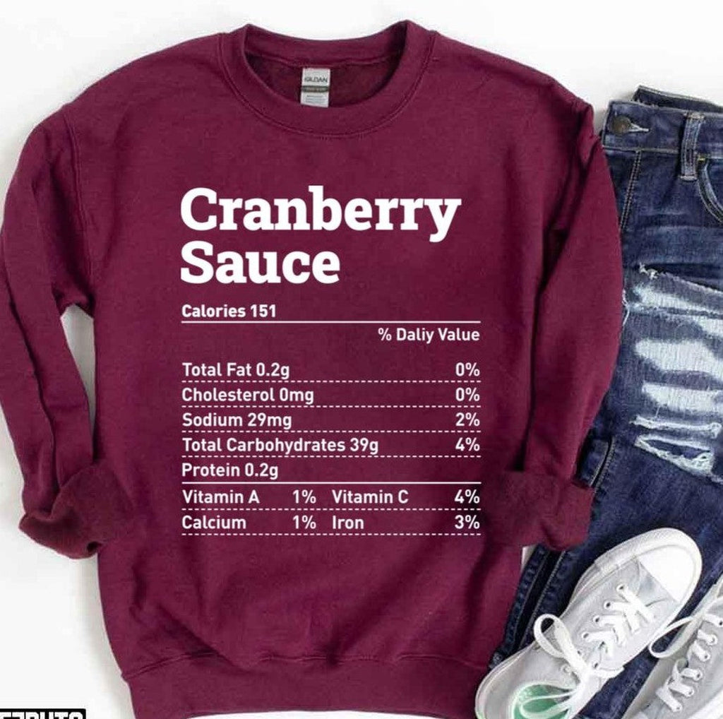 Nutrition Food Facts Cranberry Sauce Christmas Thanksgiving Food Unisex Sweatshirt