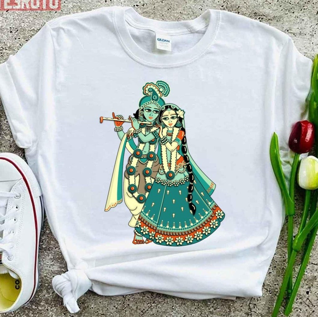 Radha Krishna Grey Unisex T-Shirt