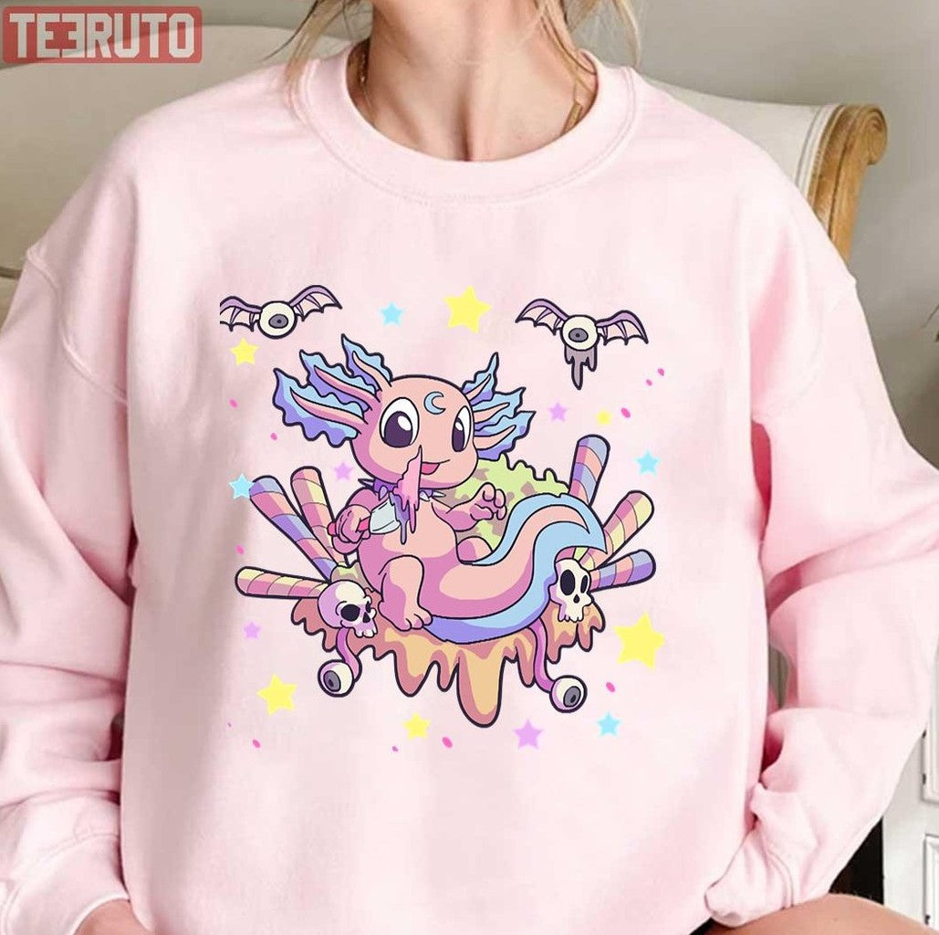Pastel Goth Cute Creepy Axolotl Gothic Kawaii Menhera Wiccan Unisex Sweatshirt