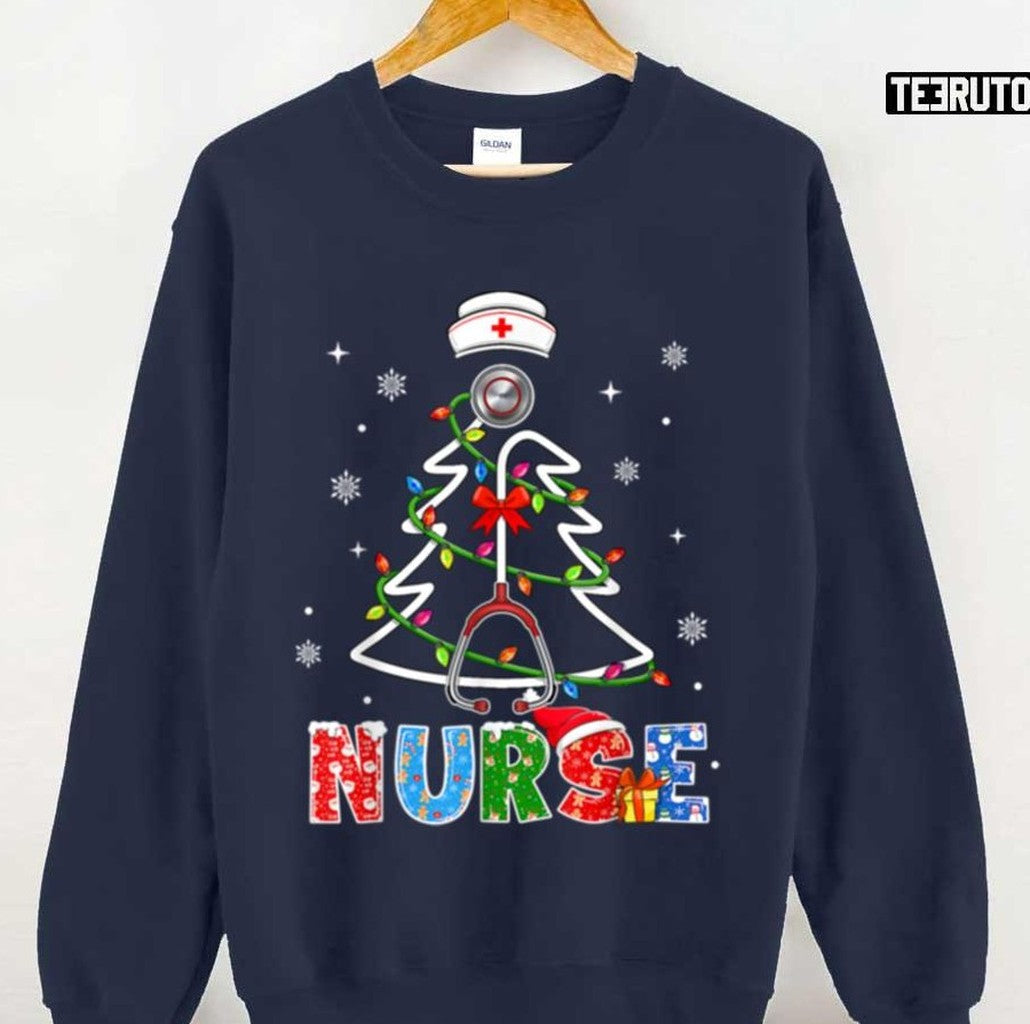 Awesome Nurse Christmas Tree Unisex Sweatshirt