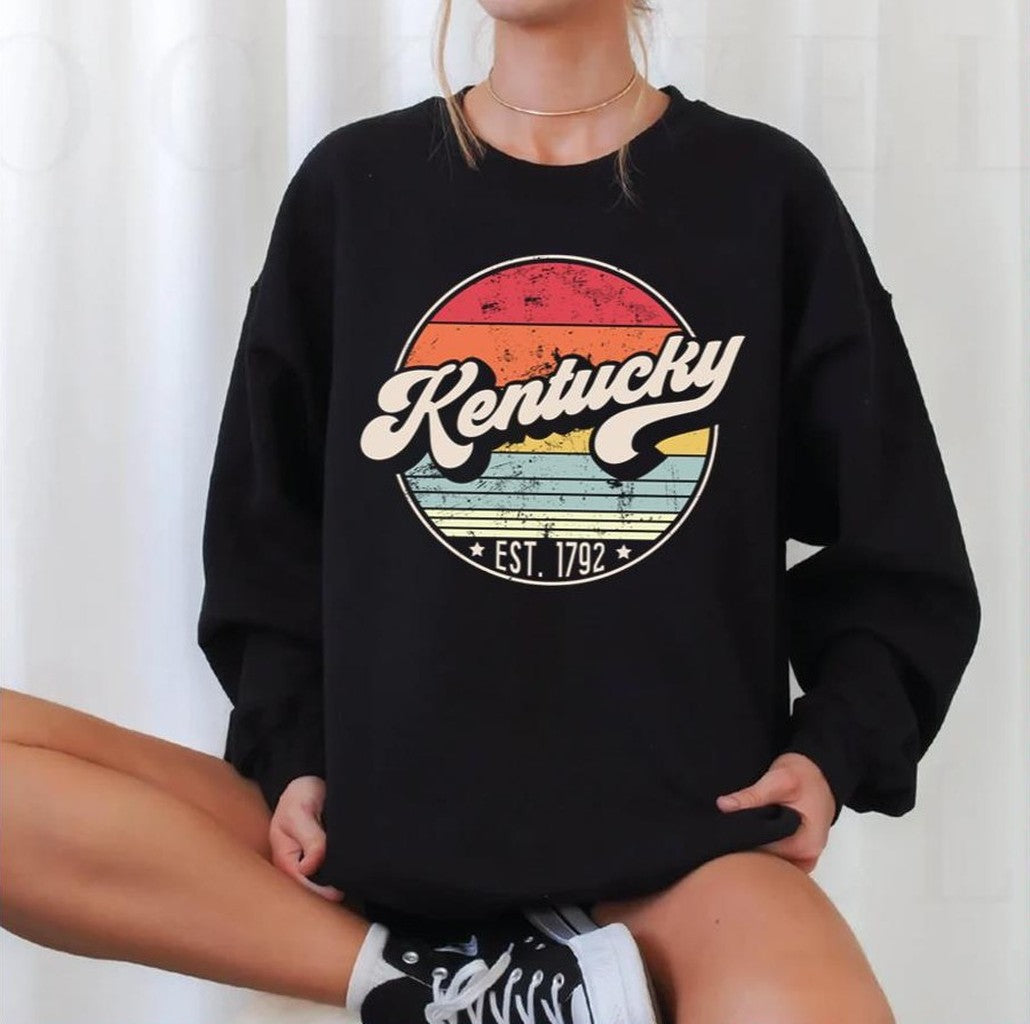 Retro Kentucky Distressed Sunset Design Unisex Sweatshirt