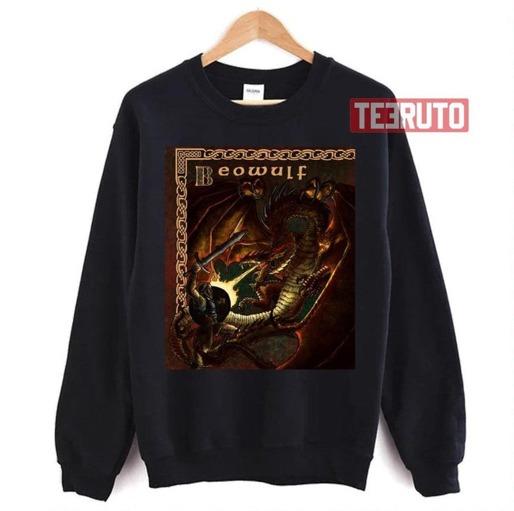 Beowulf Vs Dragon Retro Design Unisex T-Shirt