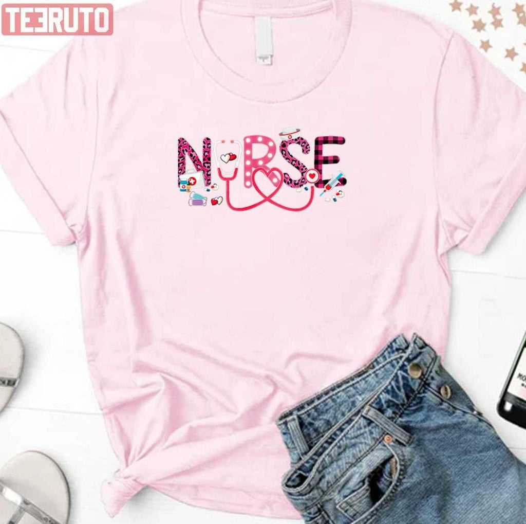 Pink Love Stethoscope Nurse Life Valentine's Day Unisex Sweatshirt