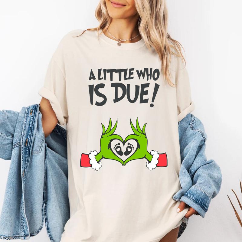 Maternity Sweater for Christmas and Baby Shower - Pregnancy Announcement Crewneck Sweatshirt - Fabric, Cotton