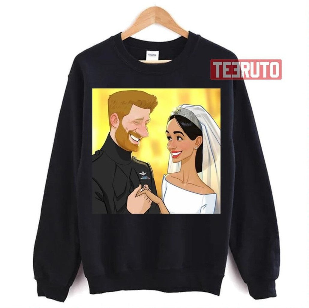 Retro Meghan And Harry Cartoon Art Unisex T-Shirt